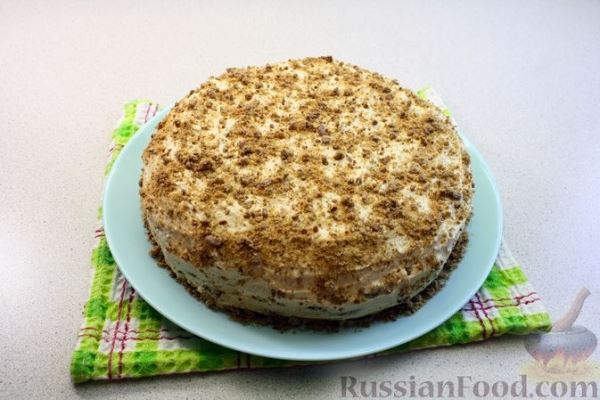 Торт из пряников с творожным сыром, сгущенкой и грецкими орехами (без выпечки)